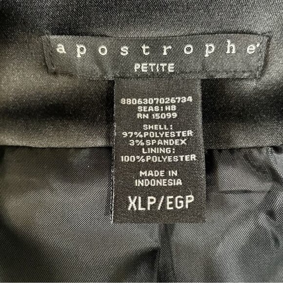 Apostrophe Petite Black Satin Button Front Blouse XLP Elegant Retro Silky Office - Picture 2 of 11